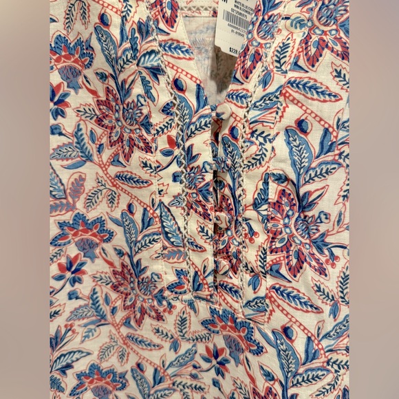 J. McLaughlin NWT Size M Blue & Pink Floral 3/4  Sleeve 100% Linen Dress (0687) - Picture 10 of 13